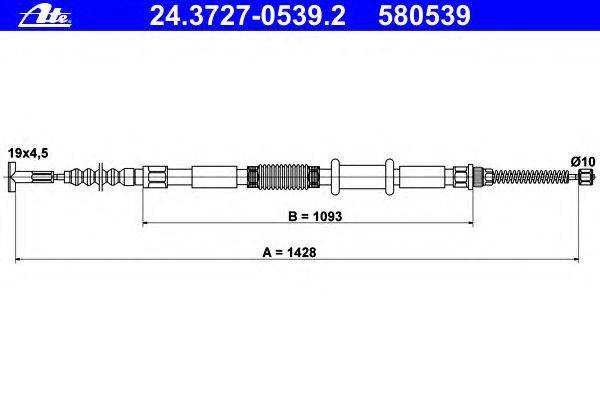 Трос, стояночная тормозная система ATE 24.3727-0539.2