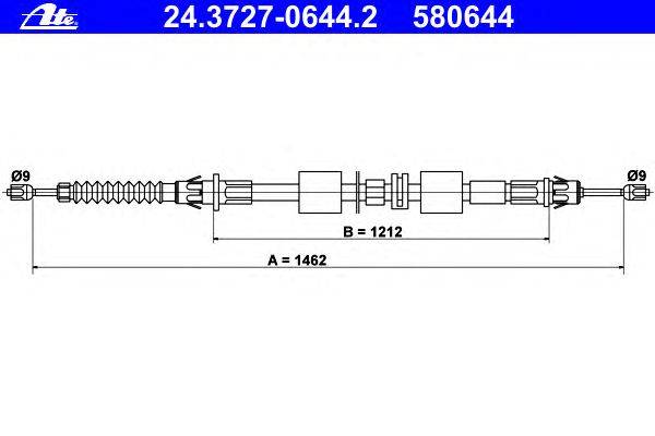 Трос, стояночная тормозная система ATE 24.3727-0644.2