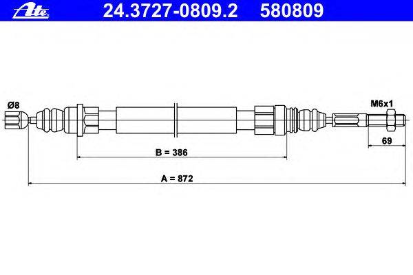 Трос, стояночная тормозная система ATE 24.3727-0809.2