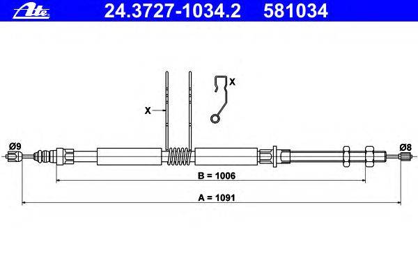Трос, стояночная тормозная система ATE 24.3727-1034.2