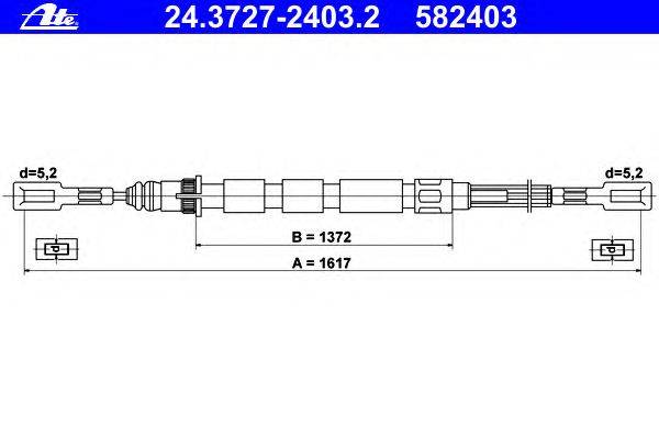 Трос, стояночная тормозная система ATE 24.3727-2403.2