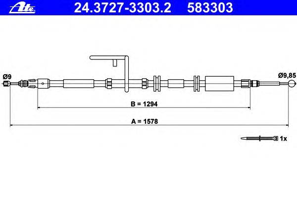 Трос, стояночная тормозная система ATE 24.3727-3303.2