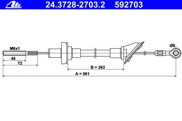 Трос, управление сцеплением ATE 24.3728-2703.2