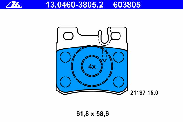 Комплект тормозных колодок, дисковый тормоз ATE 13046038052