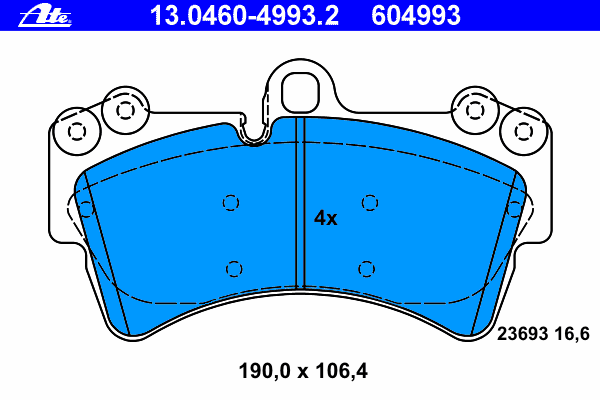 Комплект тормозных колодок, дисковый тормоз ATE 13.0460-4993.2