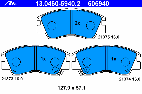 Комплект тормозных колодок, дисковый тормоз ATE 13.0460-5940.2