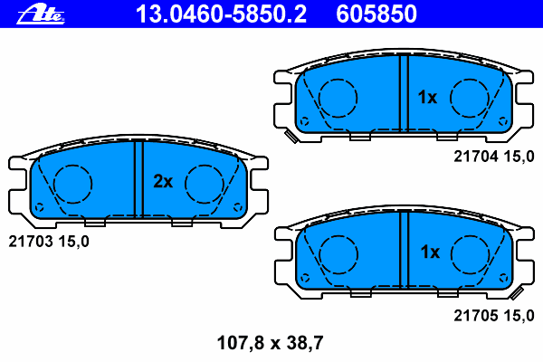 Комплект тормозных колодок, дисковый тормоз ATE 13.0460-5850.2
