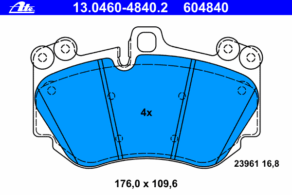 Комплект тормозных колодок, дисковый тормоз ATE 13046048402