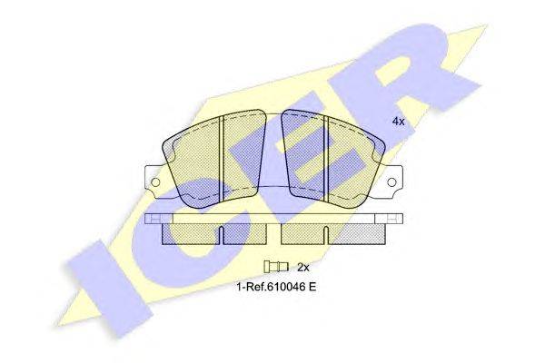 Комплект тормозных колодок, дисковый тормоз ICER 20461