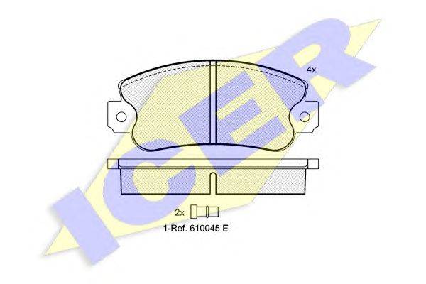 Комплект тормозных колодок, дисковый тормоз ICER 20950
