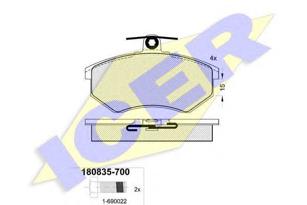 Комплект тормозных колодок, дисковый тормоз ICER 20778