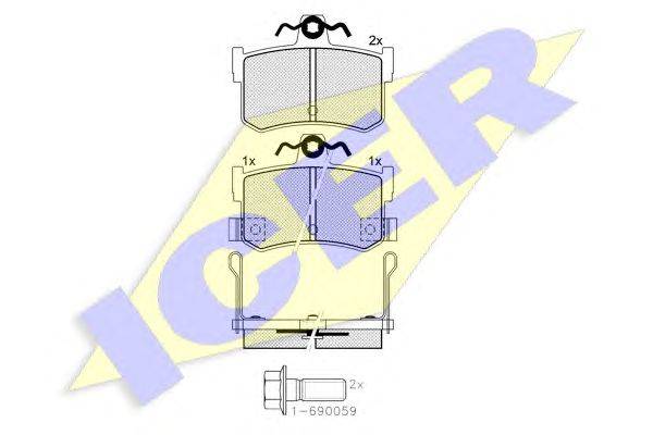 Комплект тормозных колодок, дисковый тормоз ICER 180995701