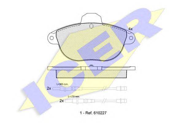 Комплект тормозных колодок, дисковый тормоз ICER 181154