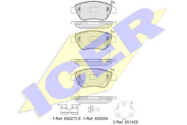 Комплект тормозных колодок, дисковый тормоз ICER 181810-203