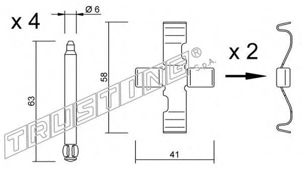 Комплектующие, колодки дискового тормоза TRUSTING KIT.078