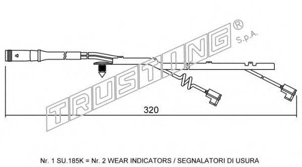 Сигнализатор, износ тормозных колодок TRUSTING SU.185K