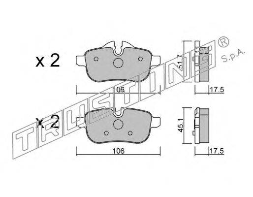 Комплект тормозных колодок, дисковый тормоз TRUSTING 24559