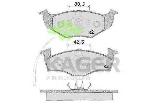 Комплект тормозных колодок, дисковый тормоз KAGER 35-0039