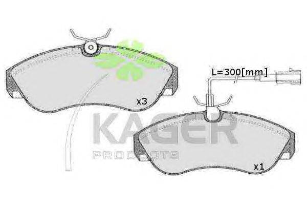 Комплект тормозных колодок, дисковый тормоз KAGER 23603