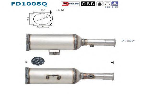 Сажевый / частичный фильтр, система выхлопа ОГ AS FD1008Q