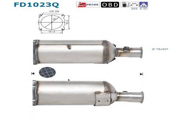 Сажевый / частичный фильтр, система выхлопа ОГ AS FD1023Q