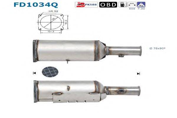 Сажевый / частичный фильтр, система выхлопа ОГ AS FD1034Q