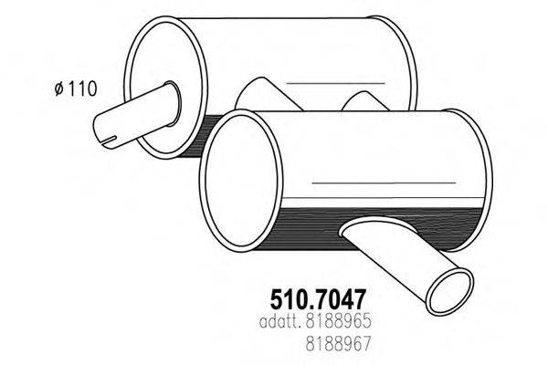 Средний / конечный глушитель ОГ ASSO 510.7047
