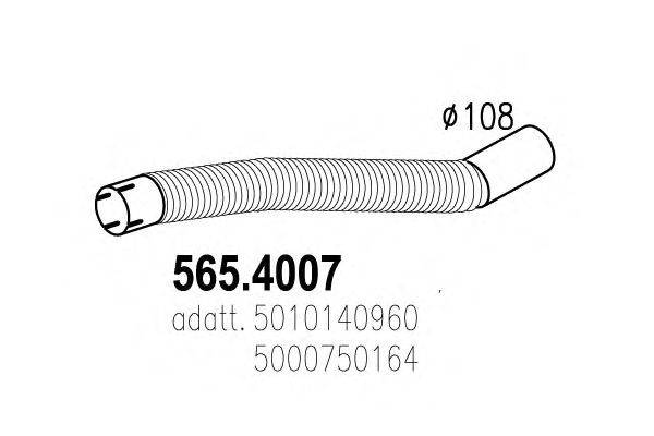 Гофрированная труба, выхлопная система ASSO 565.4007