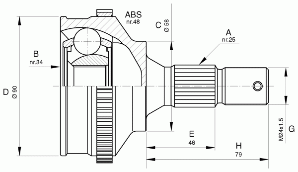 Шарнирный комплект, приводной вал OPEN PARTS CVJ5625.10