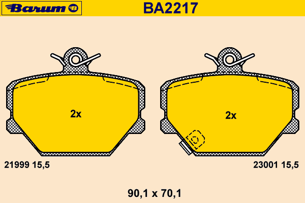 Комплект тормозных колодок, дисковый тормоз BARUM BA2217