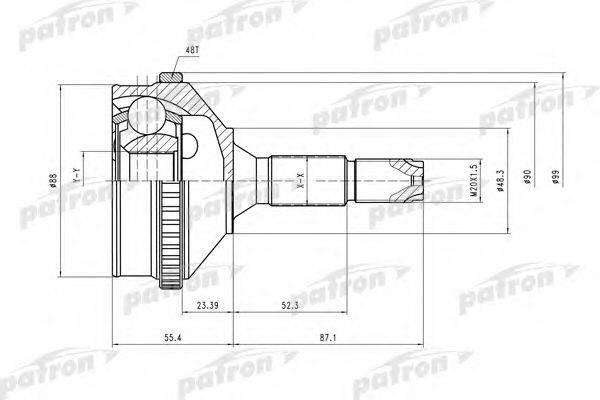 Шарнирный комплект, приводной вал PATRON PCV2056