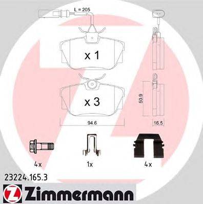 Комплект тормозных колодок, дисковый тормоз ZIMMERMANN 232241653