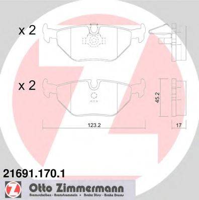 Комплект тормозных колодок, дисковый тормоз ZIMMERMANN 21691
