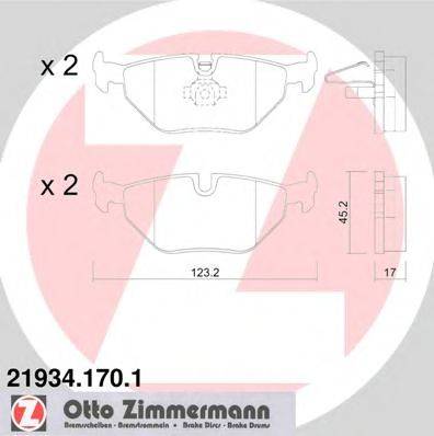 Комплект тормозных колодок, дисковый тормоз ZIMMERMANN 21935