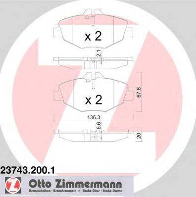 Комплект тормозных колодок, дисковый тормоз ZIMMERMANN 23744