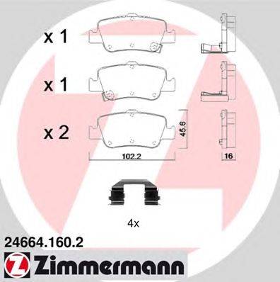 Комплект тормозных колодок, дисковый тормоз ZIMMERMANN 246641602
