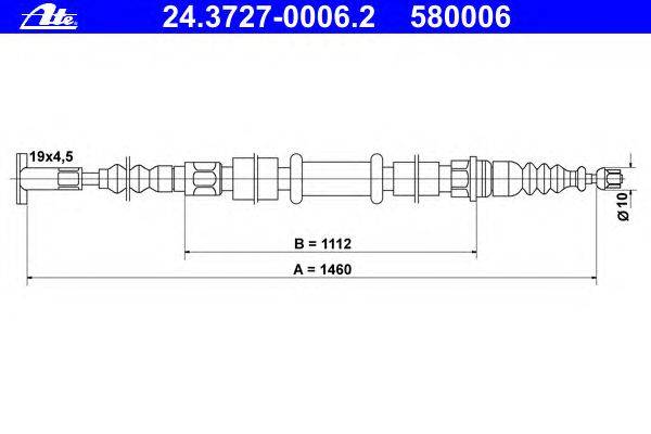 Трос, стояночная тормозная система ATE 24.3727-0006.2