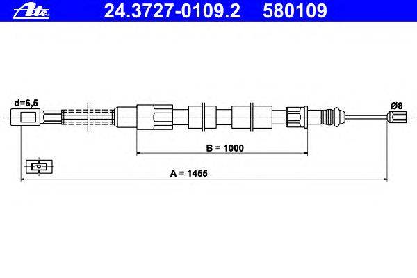 Трос, стояночная тормозная система ATE 24.3727-0109.2