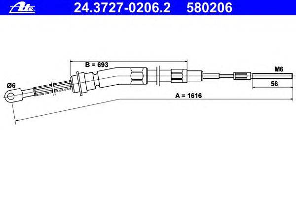 Трос, стояночная тормозная система ATE 24.3727-0206.2