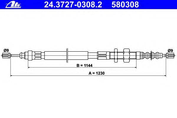 Трос, стояночная тормозная система ATE 24.3727-0308.2