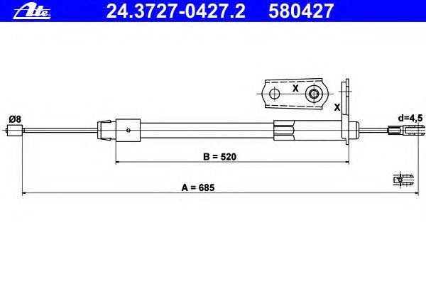 Трос, стояночная тормозная система ATE 24.3727-0427.2