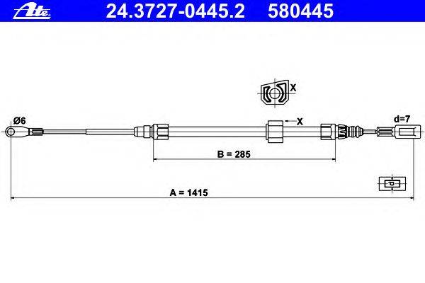 Трос, стояночная тормозная система ATE 24.3727-0445.2