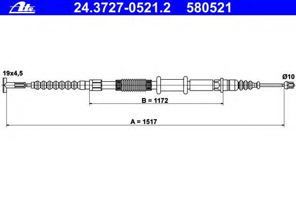 Трос, стояночная тормозная система ATE 24.3727-0521.2