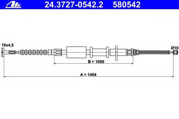 Трос, стояночная тормозная система ATE 24.3727-0542.2
