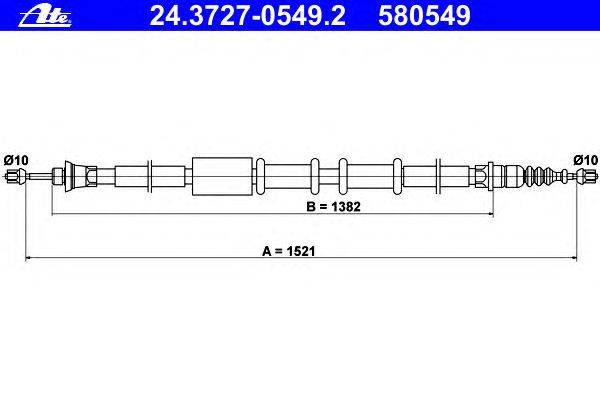 Трос, стояночная тормозная система ATE 24.3727-0549.2