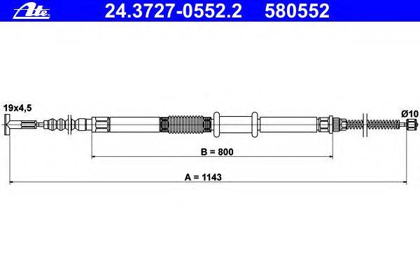 Трос, стояночная тормозная система ATE 24.3727-0552.2