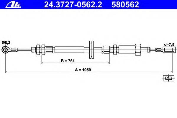 Трос, стояночная тормозная система ATE 24.3727-0562.2