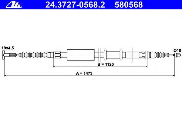 Трос, стояночная тормозная система ATE 24.3727-0568.2