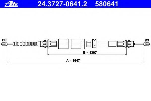 Трос, стояночная тормозная система ATE 24.3727-0641.2
