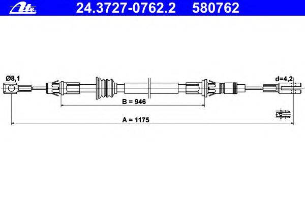 Трос, стояночная тормозная система ATE 24.3727-0762.2